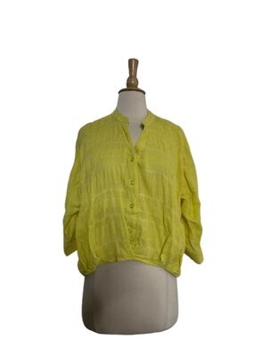 Chocolate Bright Yellow Button-Front Women's Blouse